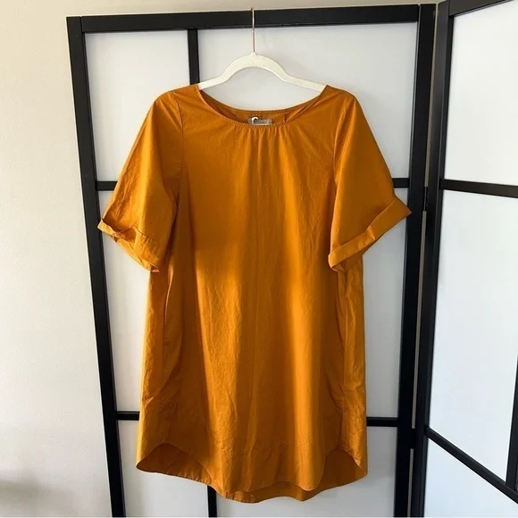 [2] NWT COS Golden Mustard Yellow Lightweight A-line Shift Dress 100% Cotton - Picture 4 of 13
